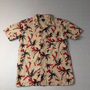Obey Palm Tree Hawaiian Cotton Shirt Mens Small Short Sleeve Tropical